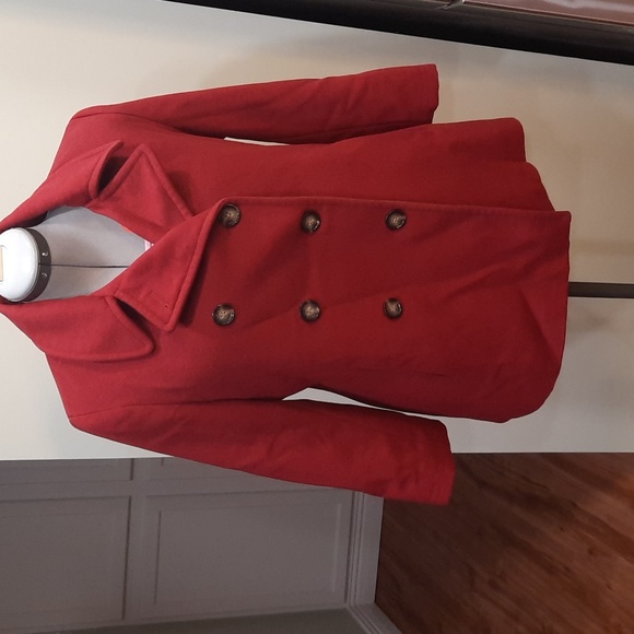 Calvin Klein dark red wool/cashmere/nylon winter coat peacoat 12P - Picture 3 of 9